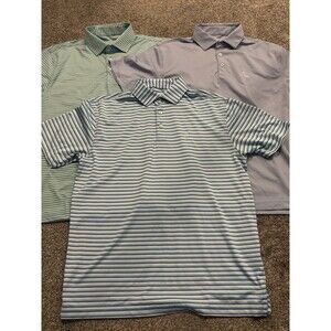 Rhoback Polo Shirt Mens M Blue Stripe Embroidered Casual Performance Golf Lot 3